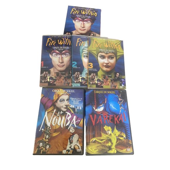 Cirque De Solei DVDs (Lot Of 5) Fire Within, La Nouba, Varekai EUC